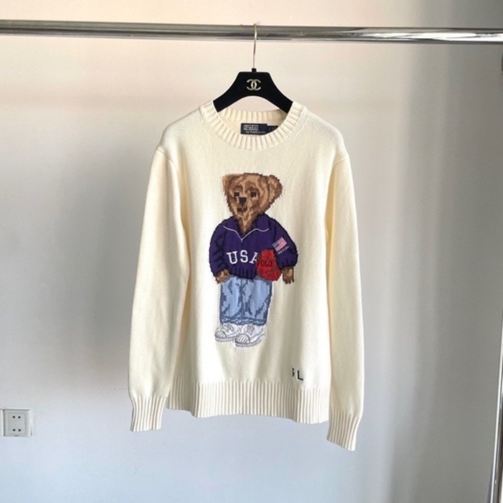 Polo Ralph Lauren Ivory Sweater with Bear Motif